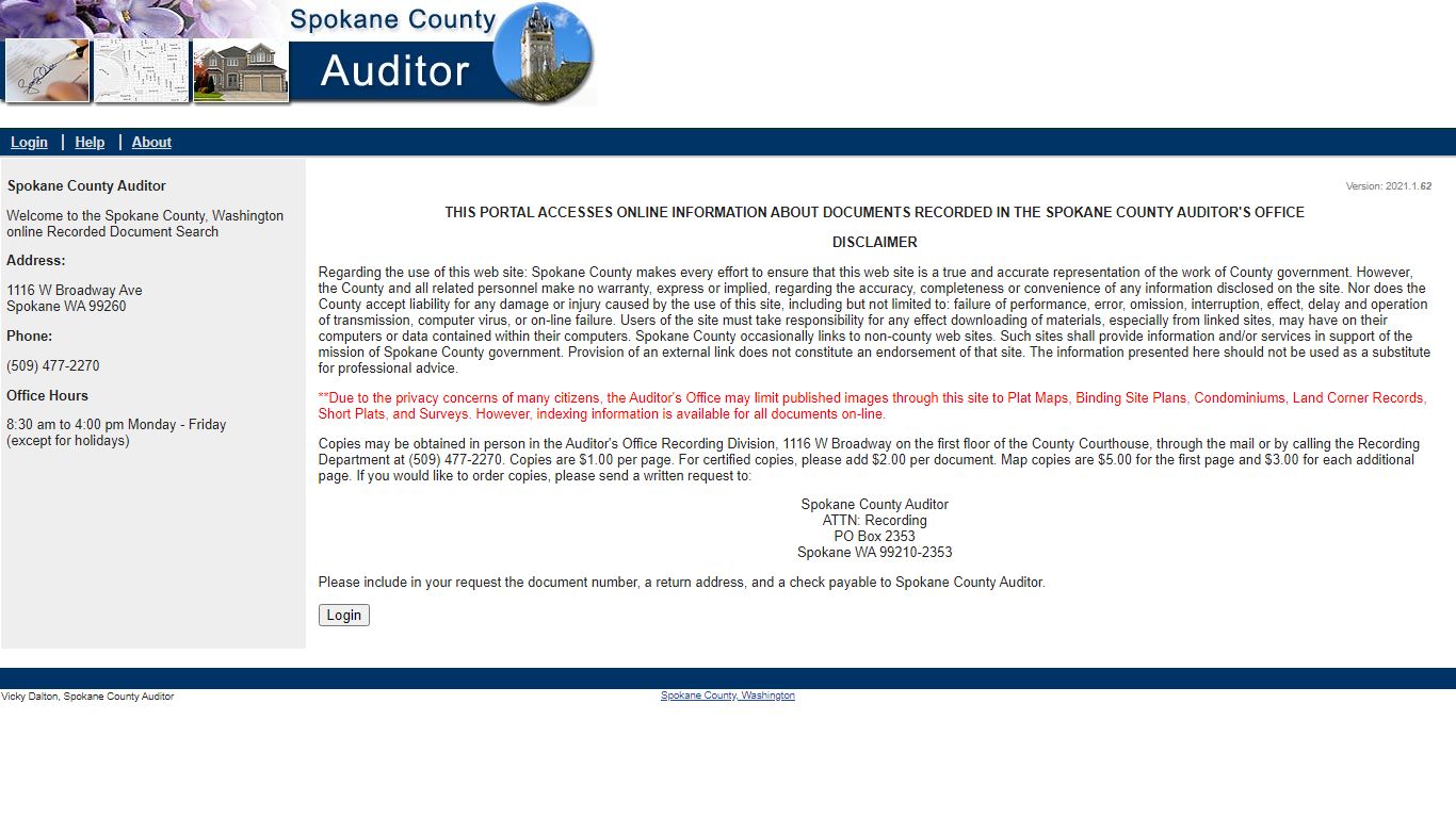 Spokane County Auditor's Public Record Index Website