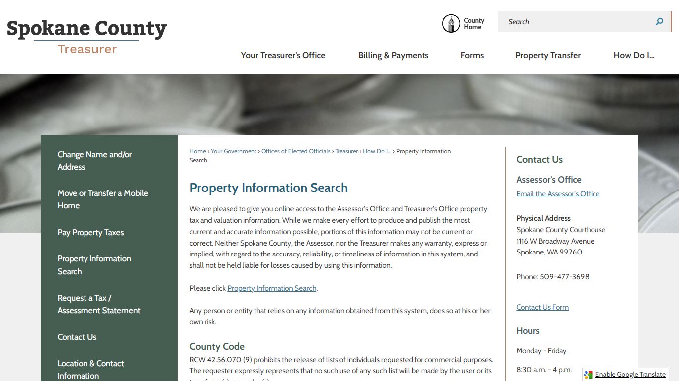 Property Information Search | Spokane County, WA